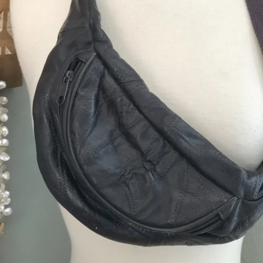 Vintage Y2K AMERICAN TOURISTER Patchwork Leather Fanny Pack